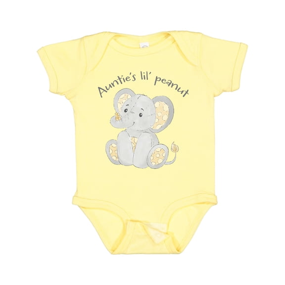Inktastic Auntie's Lil' Peanut Polka Dot Elephant Boys or Girls Baby Bodysuit