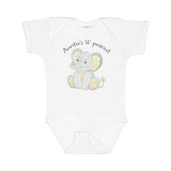 Inktastic Auntie's Lil' Peanut Polka Dot Elephant Boys or Girls Baby Bodysuit