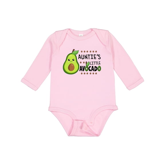 Inktastic Auntie's Little Avocado with Cute Baby Avocado Boys or Girls Long Sleeve Baby Bodysuit