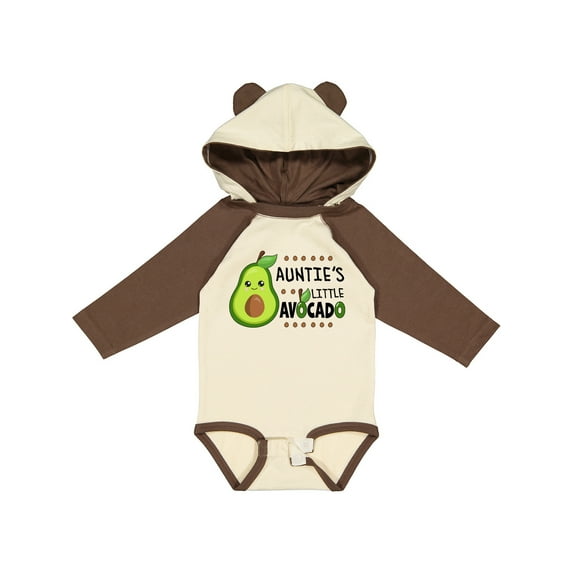 Inktastic Auntie's Little Avocado with Cute Baby Avocado Boys or Girls Long Sleeve Baby Bodysuit