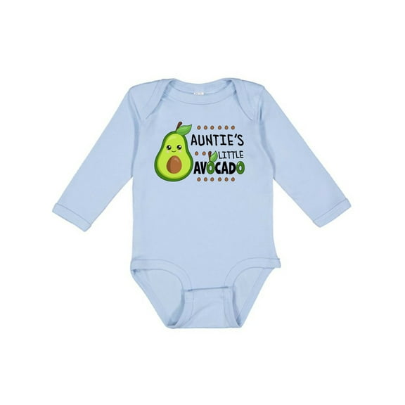 Inktastic Auntie's Little Avocado with Cute Baby Avocado Boys or Girls Long Sleeve Baby Bodysuit