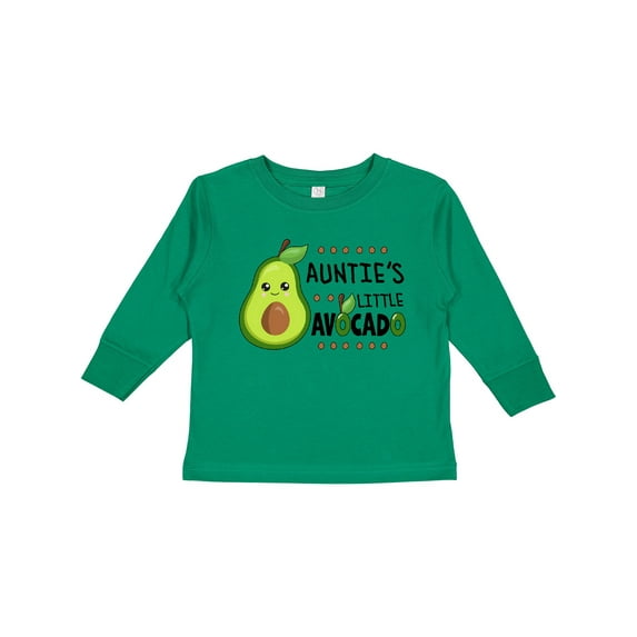 Inktastic Auntie's Little Avocado with Cute Baby Avocado Boys or Girls Long Sleeve Toddler T-Shirt