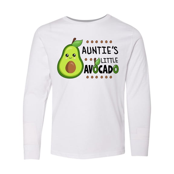 Inktastic Auntie's Little Avocado with Cute Baby Avocado Long Sleeve Youth T-Shirt