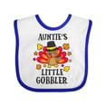thumbnail image 1 of Inktastic Auntie's Little Gobbler with Turkey and Leaves Boys or Girls Baby Bib, 1 of 4