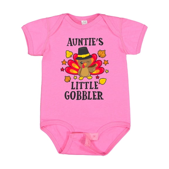 Inktastic Auntie's Little Gobbler with Turkey and Leaves Boys or Girls Baby Bodysuit