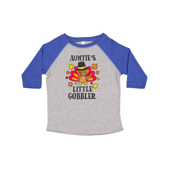 Inktastic Auntie's Little Gobbler with Turkey and Leaves Boys or Girls Toddler T-Shirt
