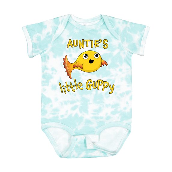 Inktastic Auntie's Little Guppy Cute Yellow Fish Boys or Girls Baby Bodysuit