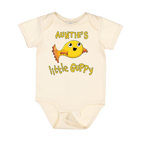 Inktastic Auntie's Little Guppy Cute Yellow Fish Boys or Girls Baby Bodysuit