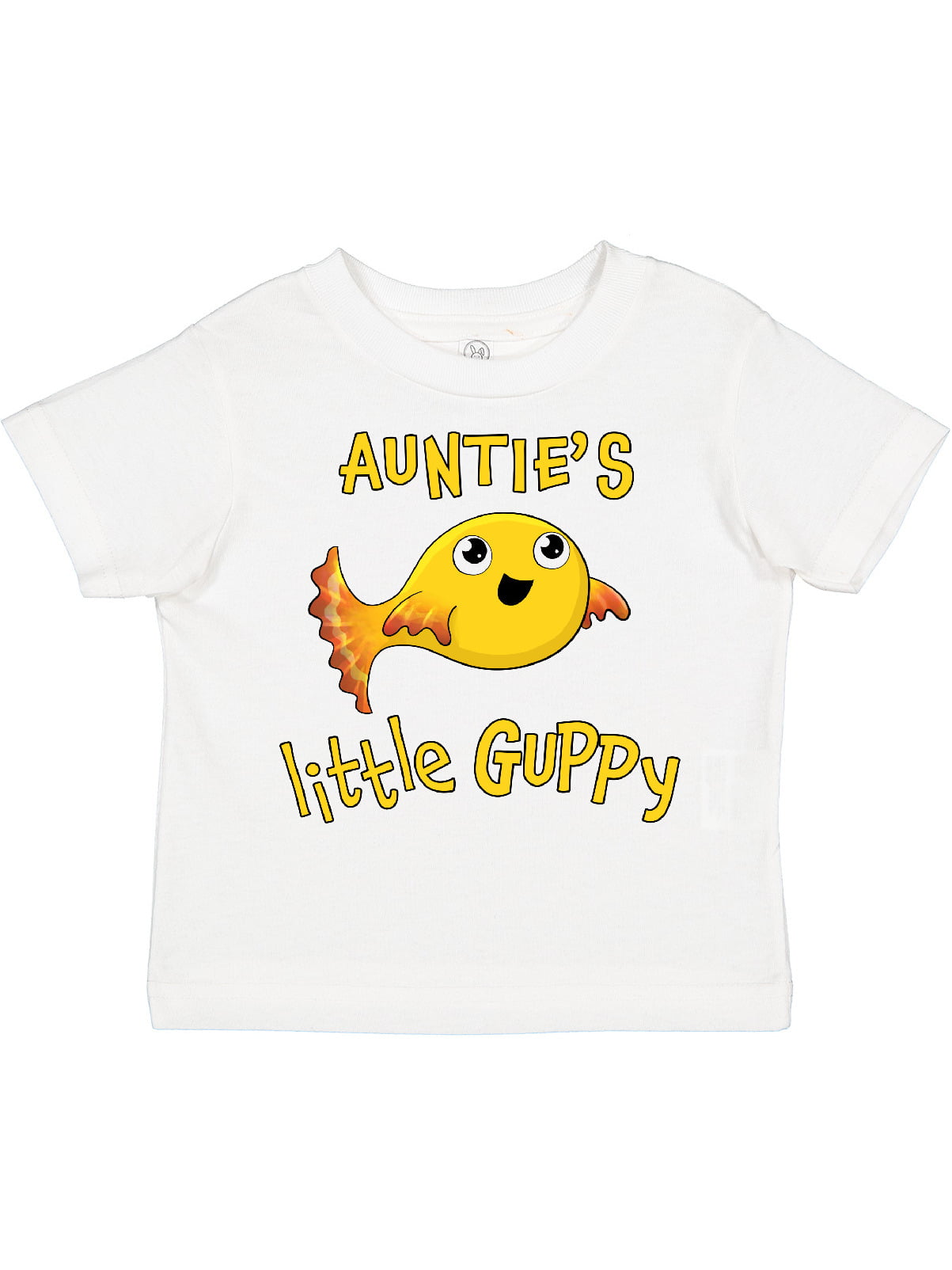 Inktastic Auntie's Little Guppy- cute yellow fish Boys or Girls Toddler T- Shirt 