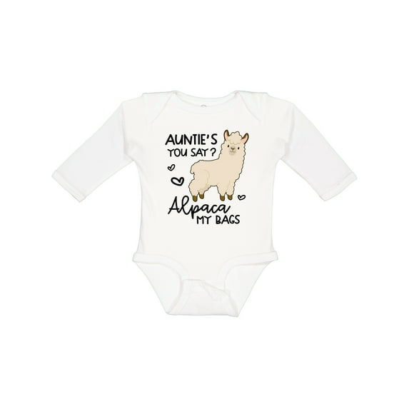 Inktastic Auntie's You Say Alpaca My Bags Boys or Girls Long Sleeve Baby Bodysuit