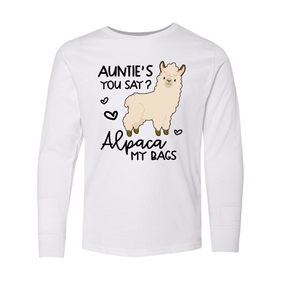 Inktastic Auntie's You Say Alpaca My Bags Long Sleeve Youth T-Shirt