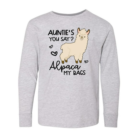 Inktastic Auntie's You Say Alpaca My Bags Long Sleeve Youth T-Shirt