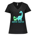 thumbnail image 1 of Inktastic Auntie-saurus Cute Brontosaurus Family Women's Plus Size V-Neck T-Shirt, 1 of 5