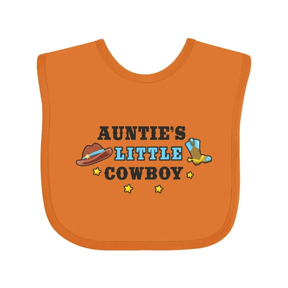 Inktastic Aunties Little Cowboy with Cowboy Hat and Boots Boys Baby Bib
