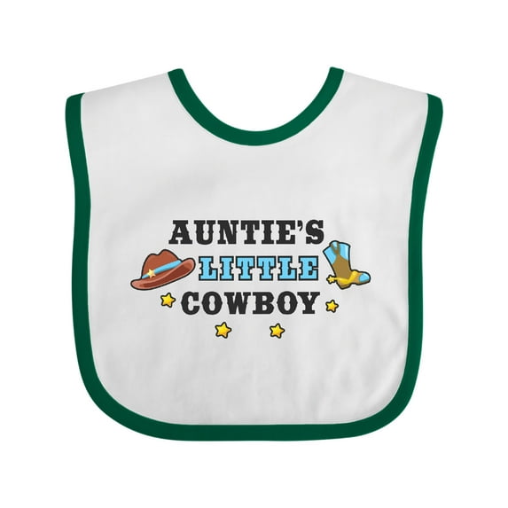 Inktastic Aunties Little Cowboy with Cowboy Hat and Boots Boys Baby Bib