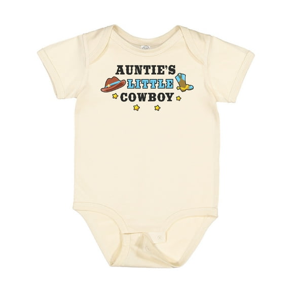Inktastic Aunties Little Cowboy with Cowboy Hat and Boots Boys Baby Bodysuit