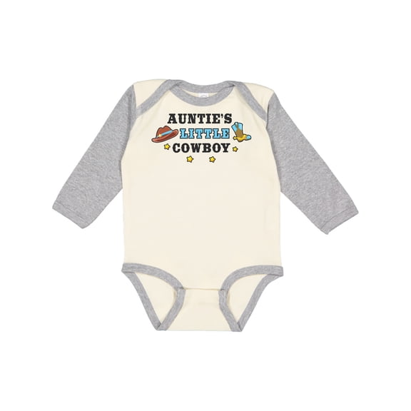 Inktastic Aunties Little Cowboy with Cowboy Hat and Boots Boys Long Sleeve Baby Bodysuit