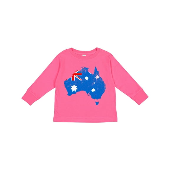 Inktastic Aussie Map Flag Boys or Girls Long Sleeve Toddler T-Shirt