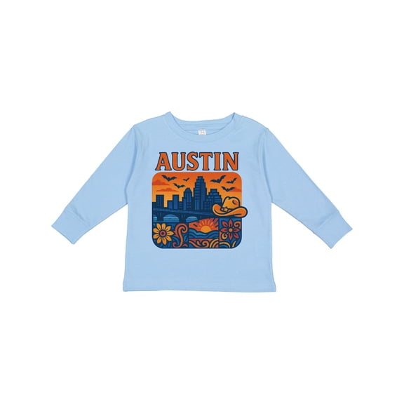 Inktastic Austin Skyline Sunset Art Boys or Girls Long Sleeve Toddler T-Shirt