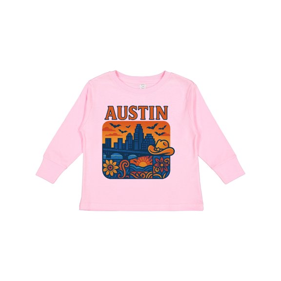 Inktastic Austin Skyline Sunset Art Boys or Girls Long Sleeve Toddler T-Shirt