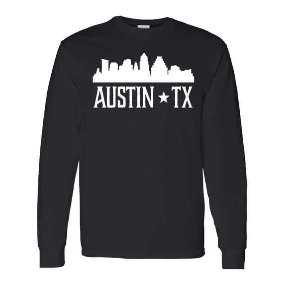 Inktastic Austin Texas Skyline Silhouette Tx City Long Sleeve T-Shirt