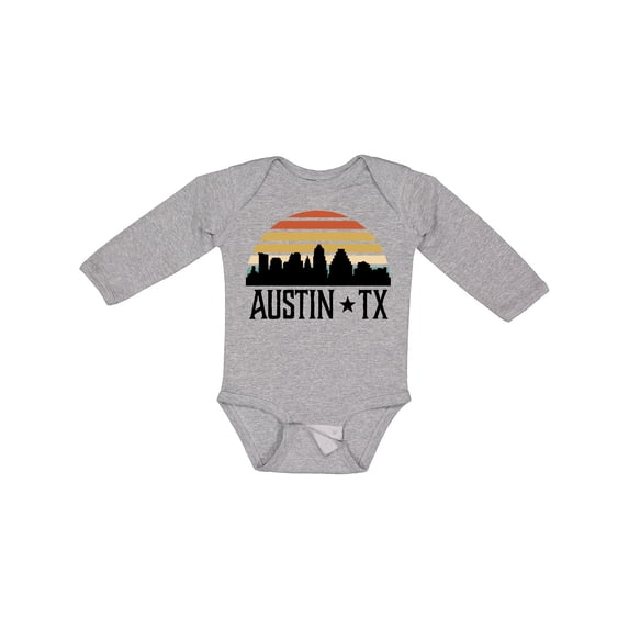 Inktastic Austin Texas Skyline Vintage Boys or Girls Long Sleeve Baby Bodysuit