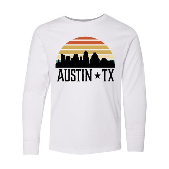Inktastic Austin Texas Skyline Vintage Long Sleeve Youth T-Shirt