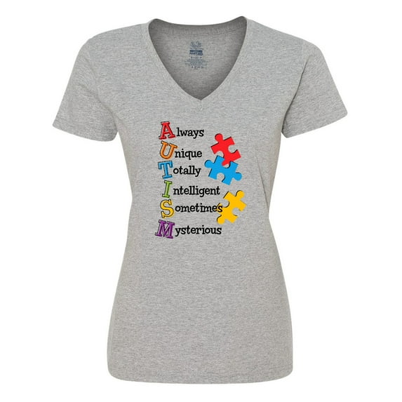 Inktastic Autism Acrostic Women's V-Neck T-Shirt
