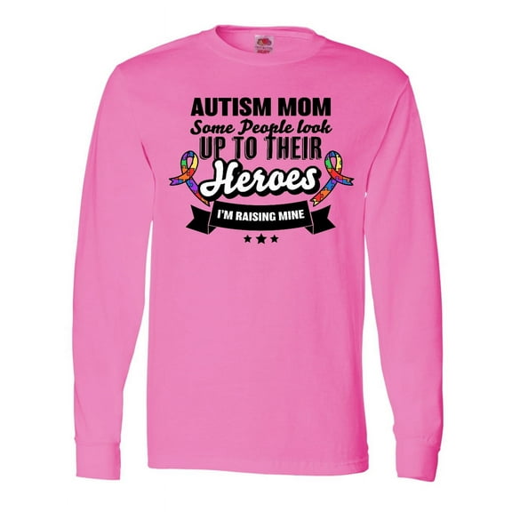 Inktastic Autism Awareness Autism Mom with Puzzle Ribbons Long Sleeve T-Shirt