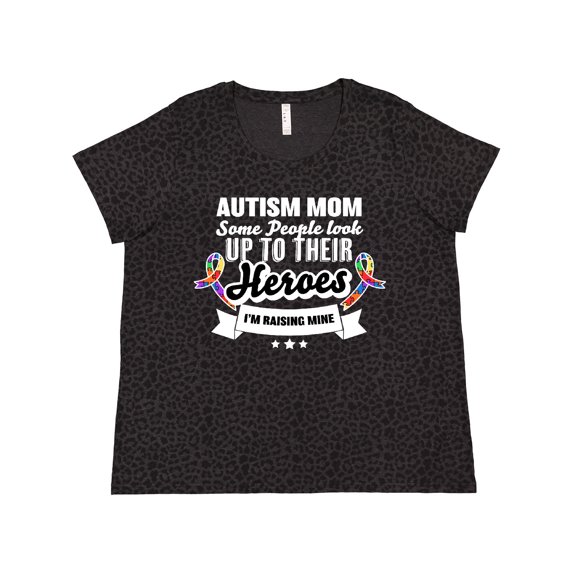 Inktastic Autism Awareness Autism Mom with Puzzle Ribbons Women's Plus Size T-Shirt