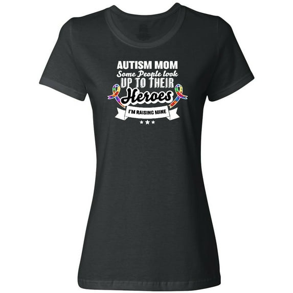 Inktastic Autism Awareness Autism Mom with Puzzle Ribbons Women's T-Shirt
