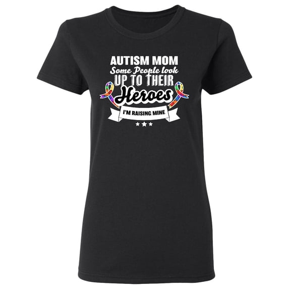 Inktastic Autism Awareness Autism Mom with Puzzle Ribbons Women's T-Shirt