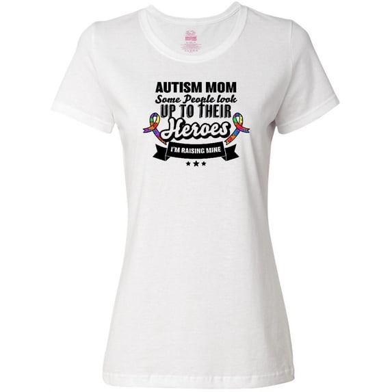 Inktastic Autism Awareness Autism Mom with Puzzle Ribbons Women's T-Shirt