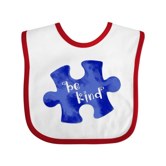 Inktastic Autism Awareness Be Kind Dark Blue Puzzle Piece Boys or Girls Baby Bib