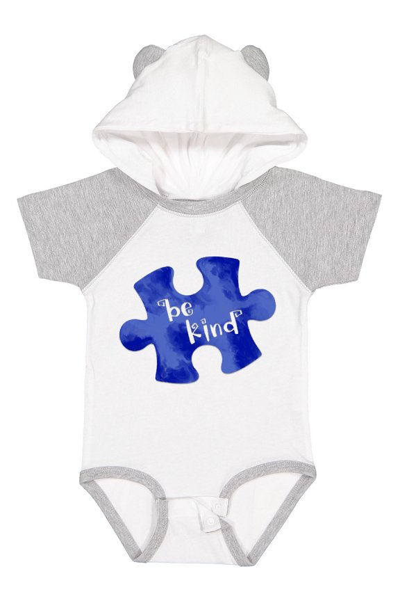Autism Awareness Be Kind Dark Blue Puzzle Piece Boys or Girls Baby Bodysuit