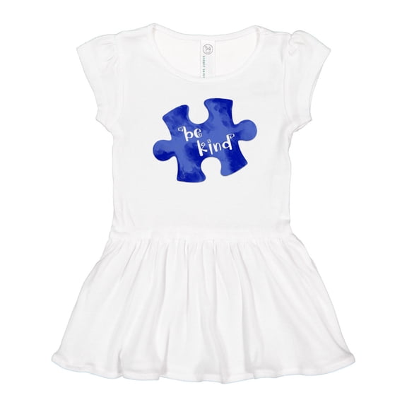 Inktastic Autism Awareness Be Kind Dark Blue Puzzle Piece Girls Toddler Dress