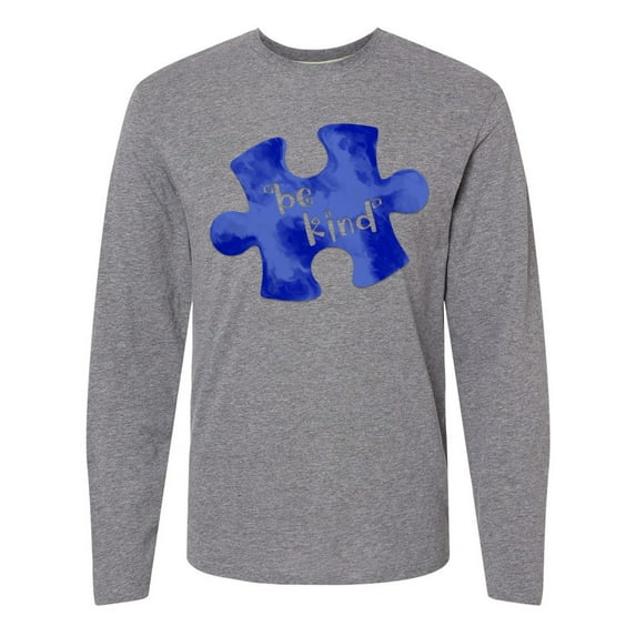 Inktastic Autism Awareness Be Kind Dark Blue Puzzle Piece Long Sleeve T-Shirt