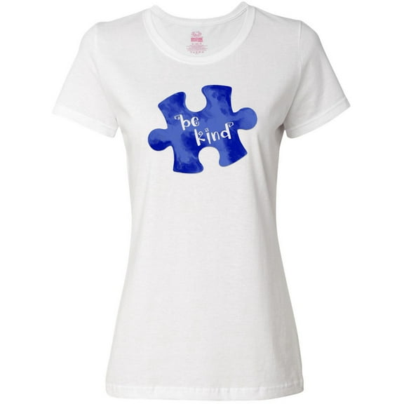 Inktastic Autism Awareness Be Kind Dark Blue Puzzle Piece Women's T-Shirt