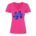 thumbnail image 1 of Inktastic Autism Awareness Be Kind Dark Blue Puzzle Piece Women's V-Neck T-Shirt, 1 of 5