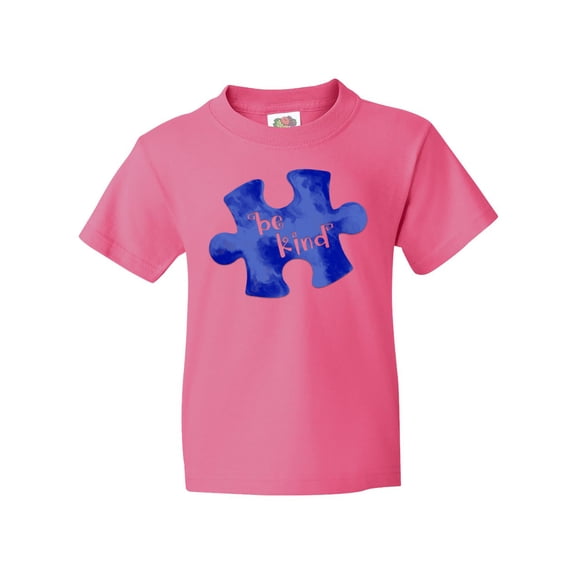 Inktastic Autism Awareness Be Kind Dark Blue Puzzle Piece Youth T-Shirt