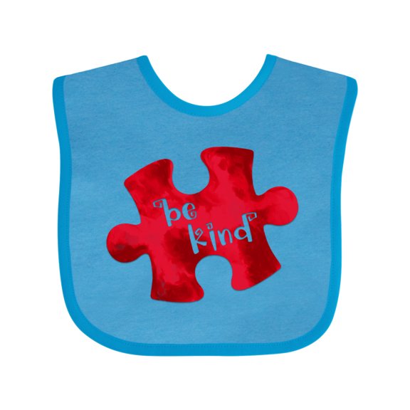 Inktastic Autism Awareness Be Kind Red Puzzle Piece Boys or Girls Baby Bib