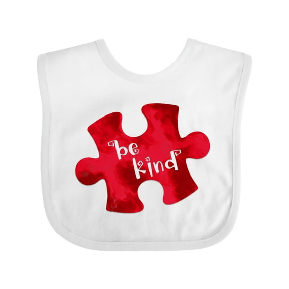 Inktastic Autism Awareness Be Kind Red Puzzle Piece Boys or Girls Baby Bib