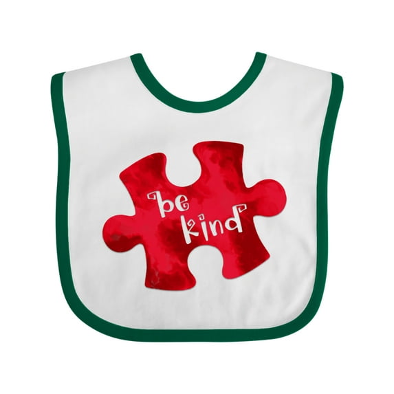 Inktastic Autism Awareness Be Kind Red Puzzle Piece Boys or Girls Baby Bib