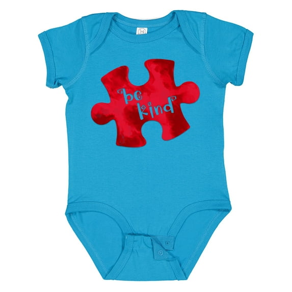 Inktastic Autism Awareness Be Kind Red Puzzle Piece Boys or Girls Baby Bodysuit