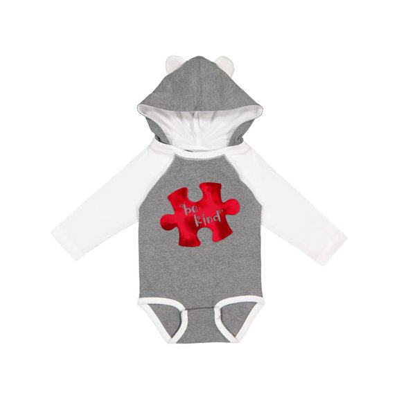 Inktastic Autism Awareness Be Kind Red Puzzle Piece Boys or Girls Long Sleeve Baby Bodysuit