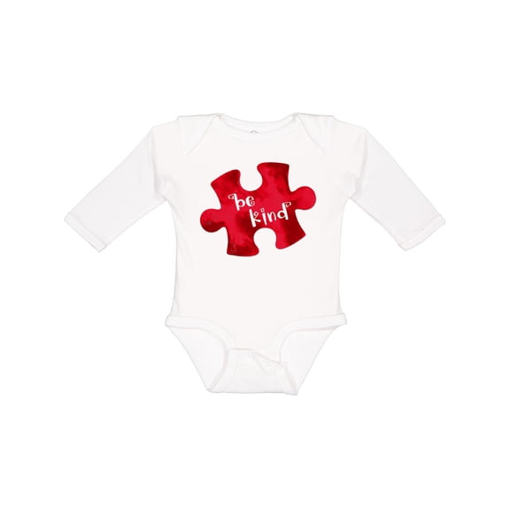 Inktastic Autism Awareness Be Kind Red Puzzle Piece Boys or Girls Long Sleeve Baby Bodysuit