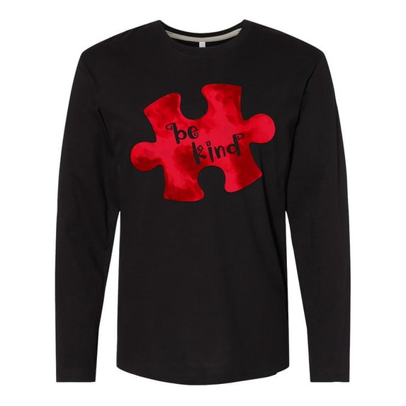 Inktastic Autism Awareness Be Kind Red Puzzle Piece Long Sleeve T-Shirt
