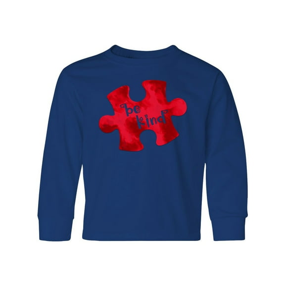 Inktastic Autism Awareness Be Kind Red Puzzle Piece Long Sleeve Youth T-Shirt