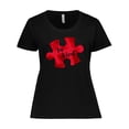 thumbnail image 1 of Inktastic Autism Awareness Be Kind Red Puzzle Piece Women's Plus Size T-Shirt, 1 of 5