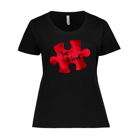 Inktastic Autism Awareness Be Kind Red Puzzle Piece Women's Plus Size T-Shirt
